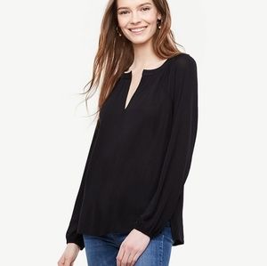 Ann Taylor Georgette Split Neck Blouse NWOT